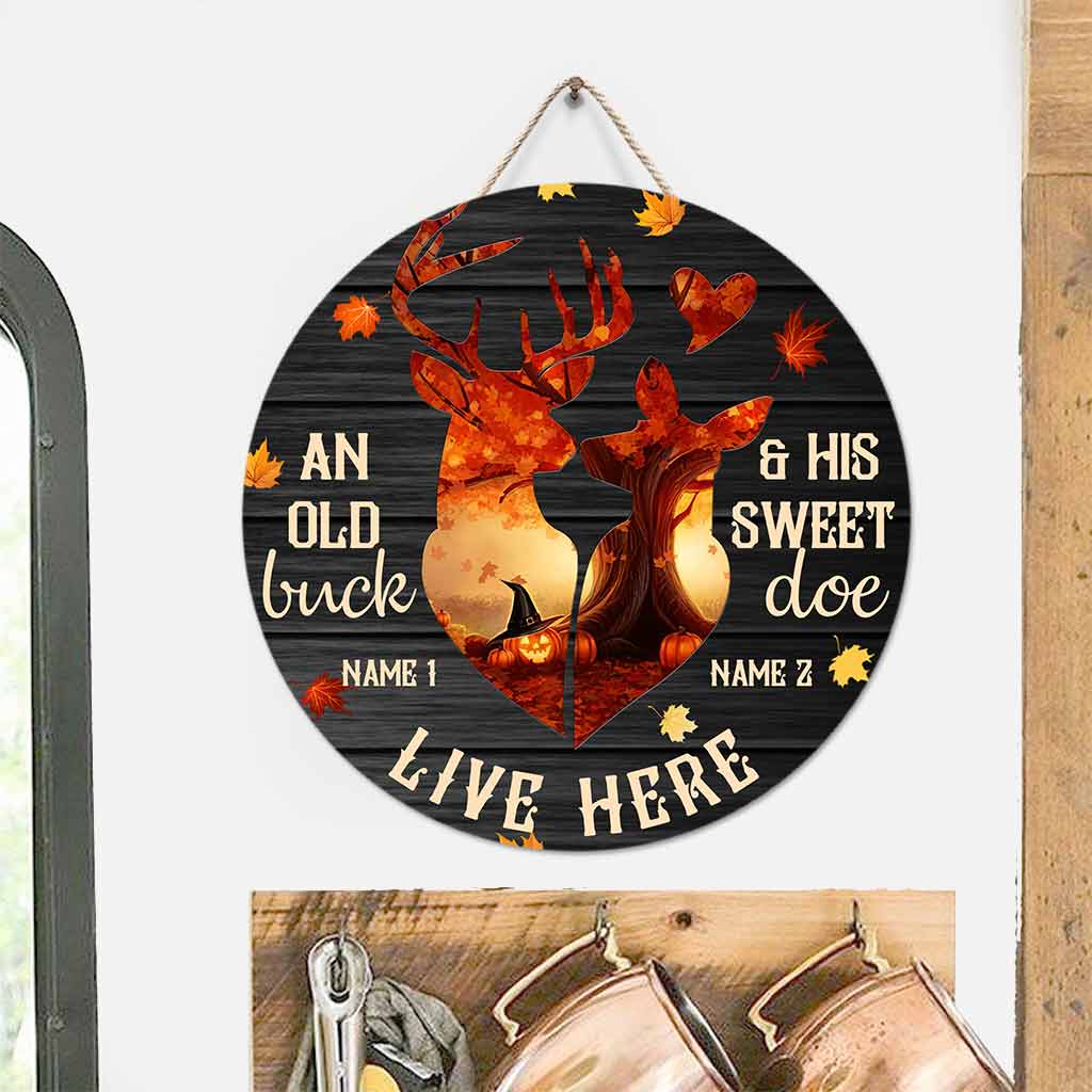 Ein alter Hirsch – personalisiertes rundes Holzschild für die Jagd