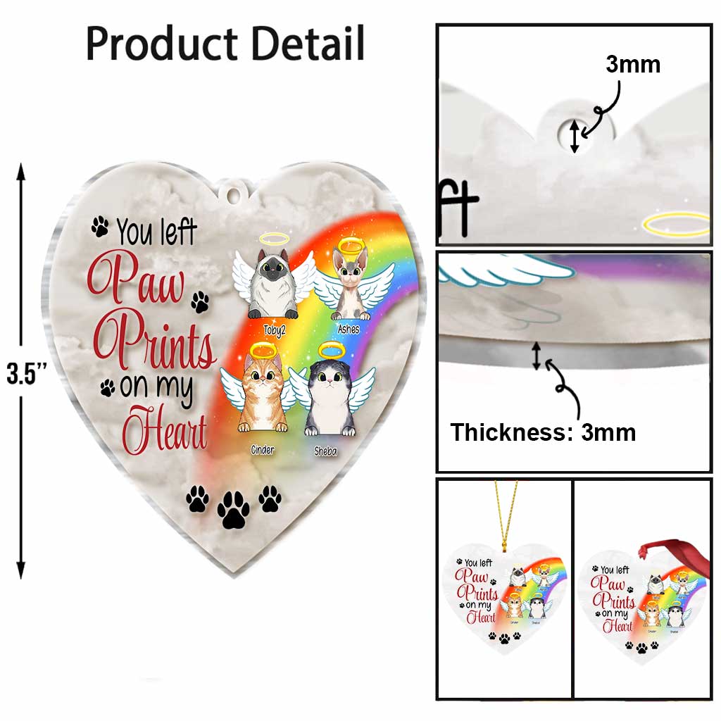 Du hast Pfotenabdrücke in meinem Herzen hinterlassen – Personalisierter transparenter Weihnachtsschmuck mit Katze