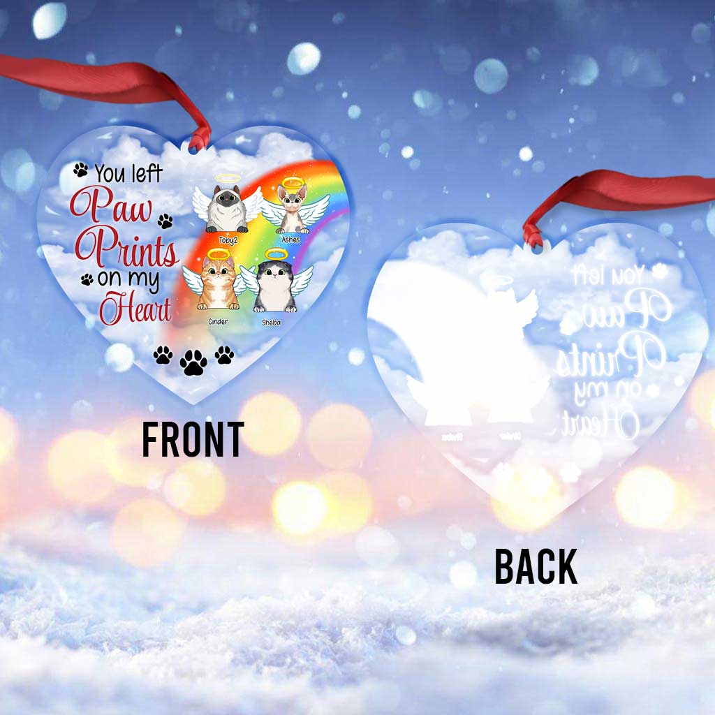 Du hast Pfotenabdrücke in meinem Herzen hinterlassen – Personalisierter transparenter Weihnachtsschmuck mit Katze