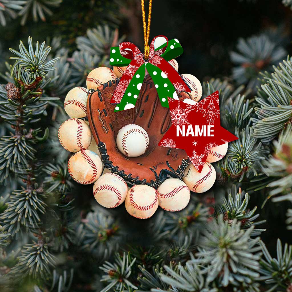 Baseballhandschuh – personalisierter Weihnachtsschmuck (beidseitig bedruckt)