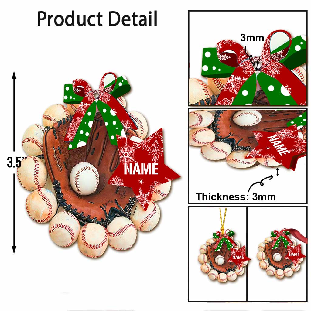 Baseballhandschuh – personalisierter Weihnachtsschmuck (beidseitig bedruckt)