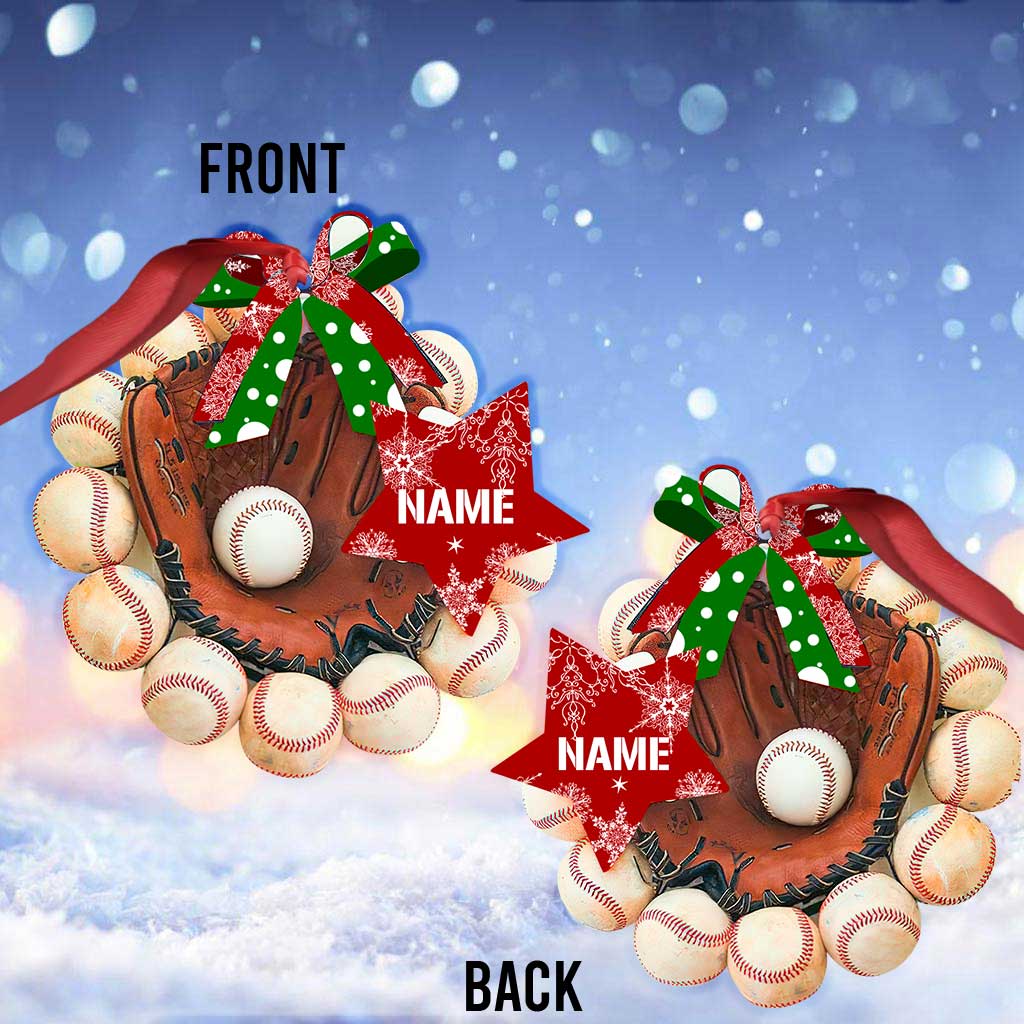 Baseballhandschuh – personalisierter Weihnachtsschmuck (beidseitig bedruckt)