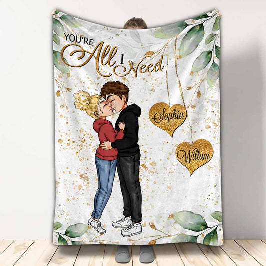 You're All I Need - Personalized Couple Blanket