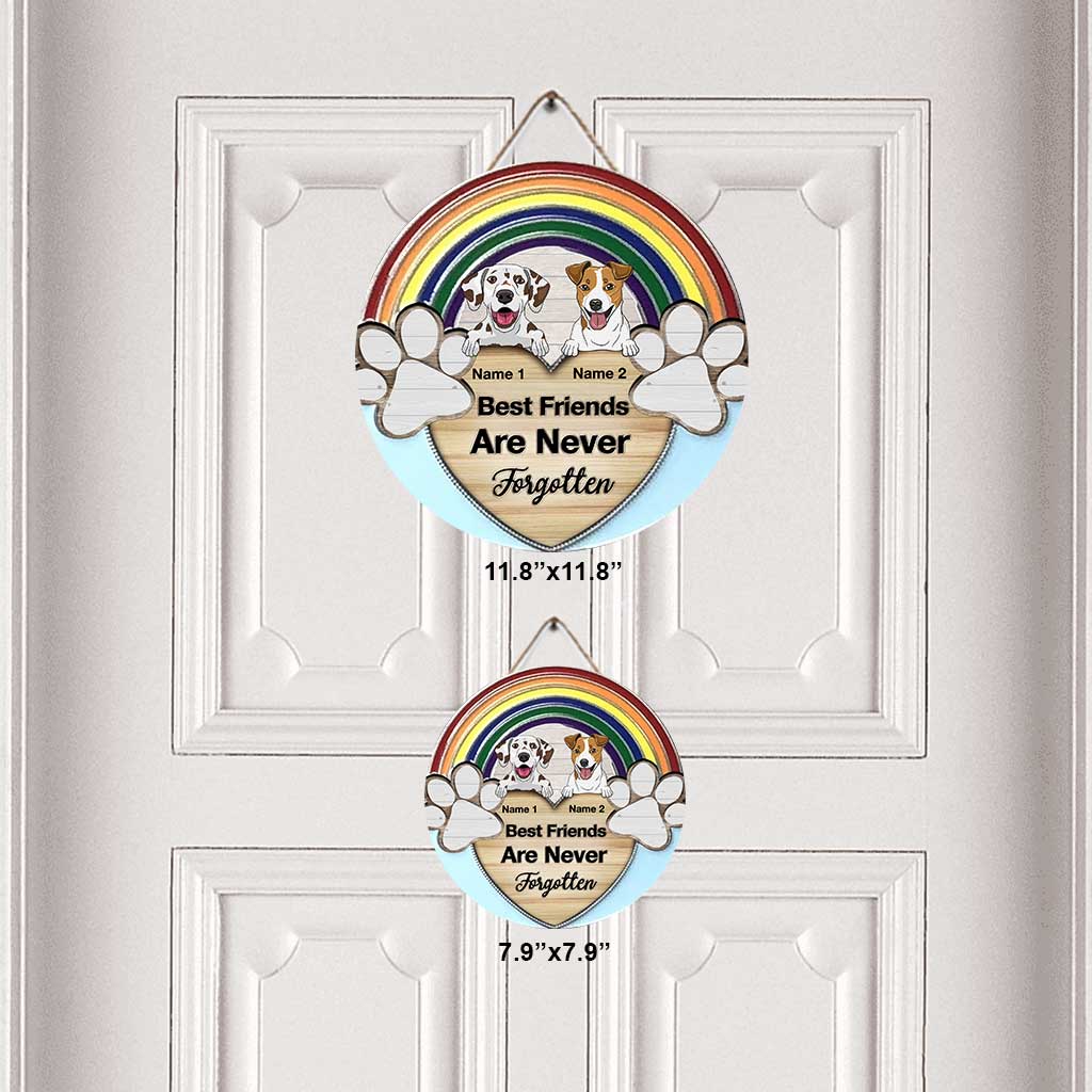 Nie vergessen – Personalisiertes rundes Holzschild mit Hundemotiv