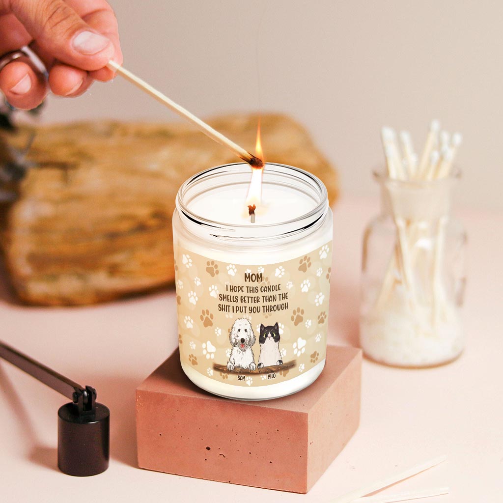 Lustiges Geschenk für Katzenmama und Katzenpapa – personalisierte Hundekerze zum Muttertag 