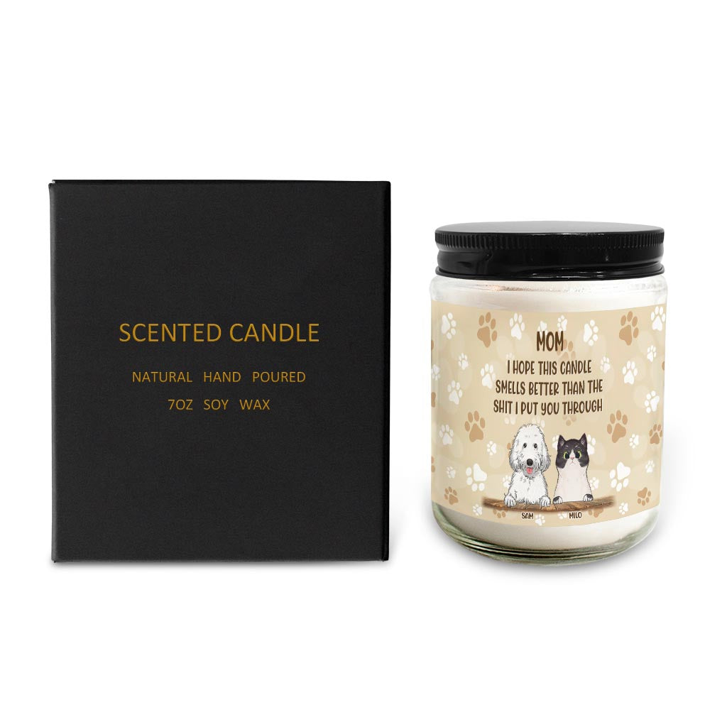 Lustiges Geschenk für Katzenmama und Katzenpapa – personalisierte Hundekerze zum Muttertag 