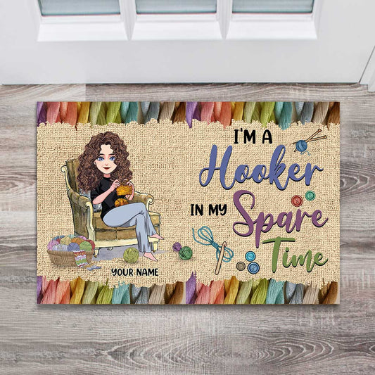 In My Spare Time - Personalized Crocheting Doormat