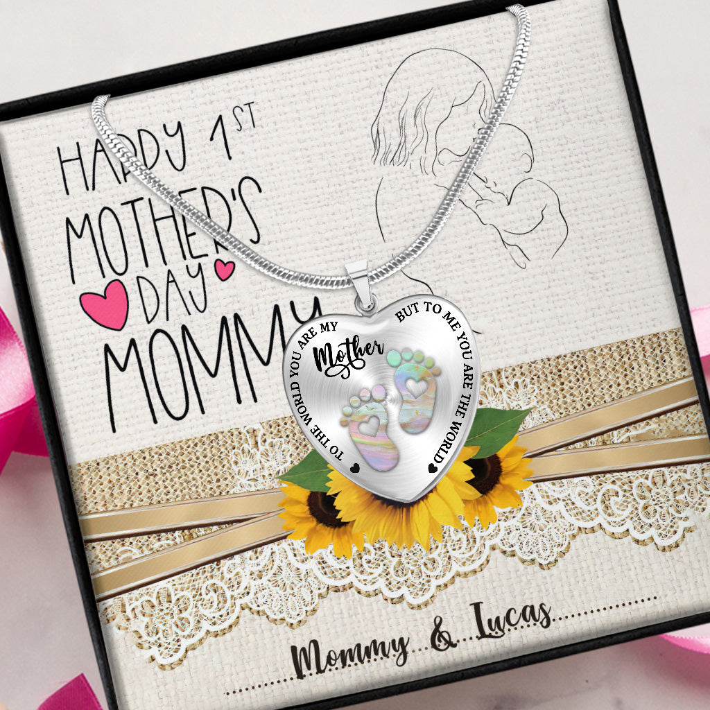 An die Welt – Personalisierte Muttertags-Herzanhänger-Halskette