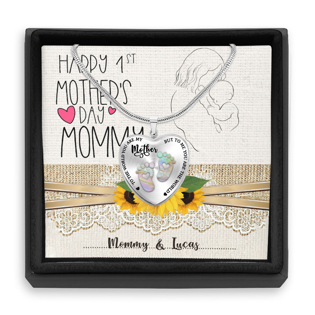 An die Welt – Personalisierte Muttertags-Herzanhänger-Halskette