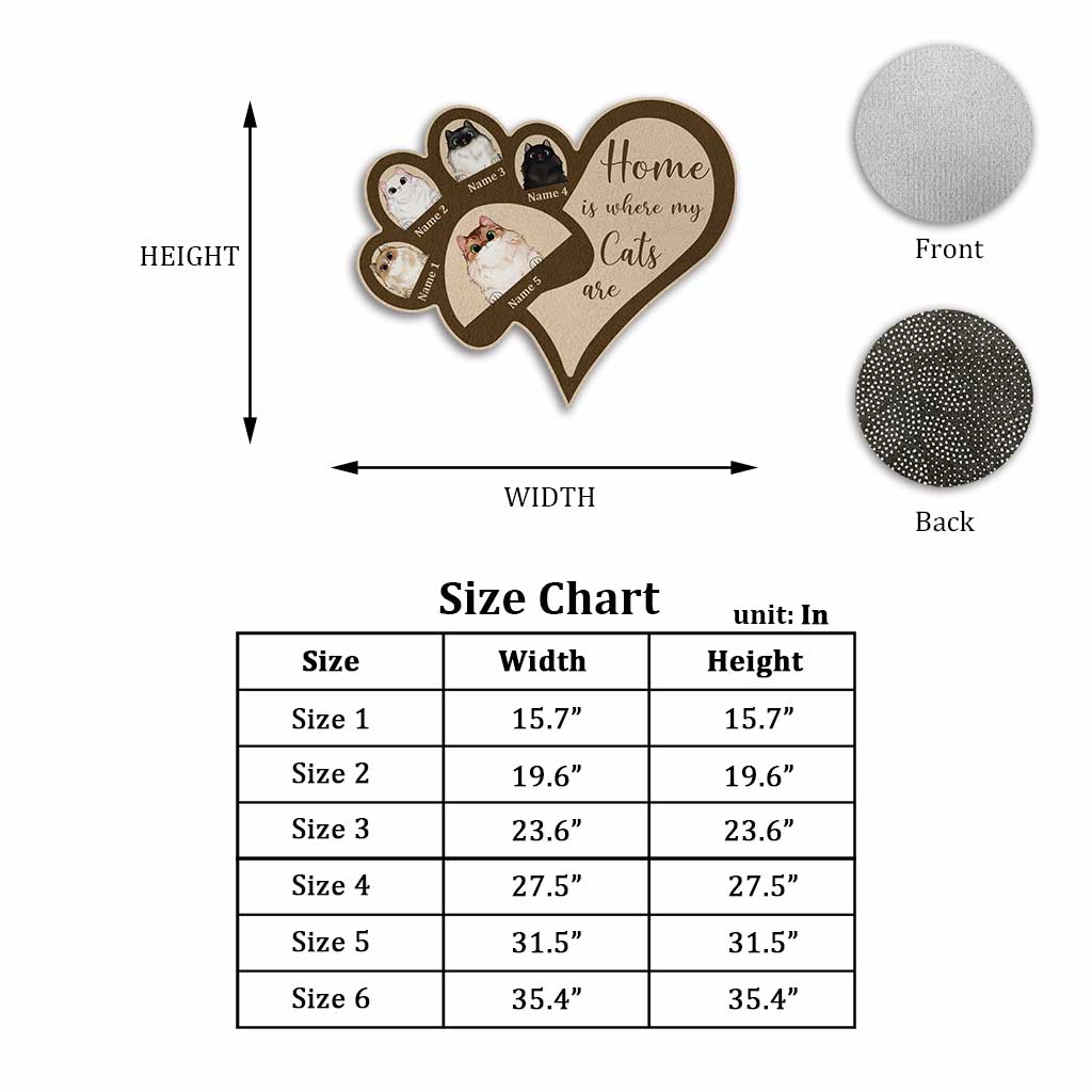 Zuhause ist, wo meine Katzen sind – personalisierte Fußmatte