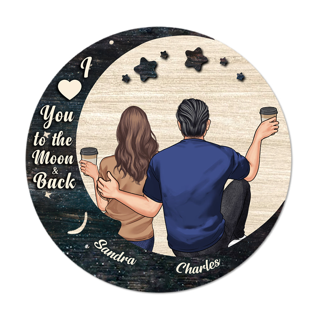 Ich liebe dich – Personalisiertes rundes Holzschild für Paare