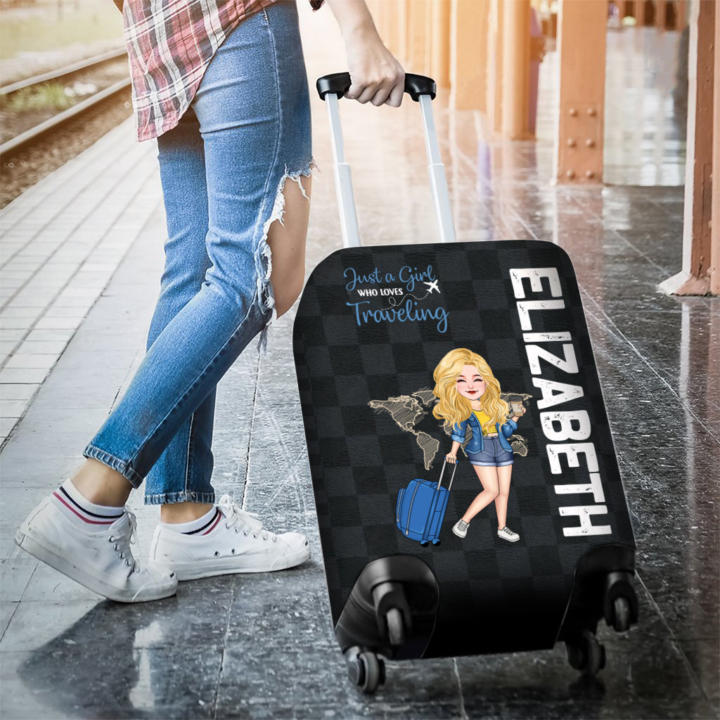 Einfach ein Mädchen, das Reisen liebt – personalisierte Reisegepäckhülle