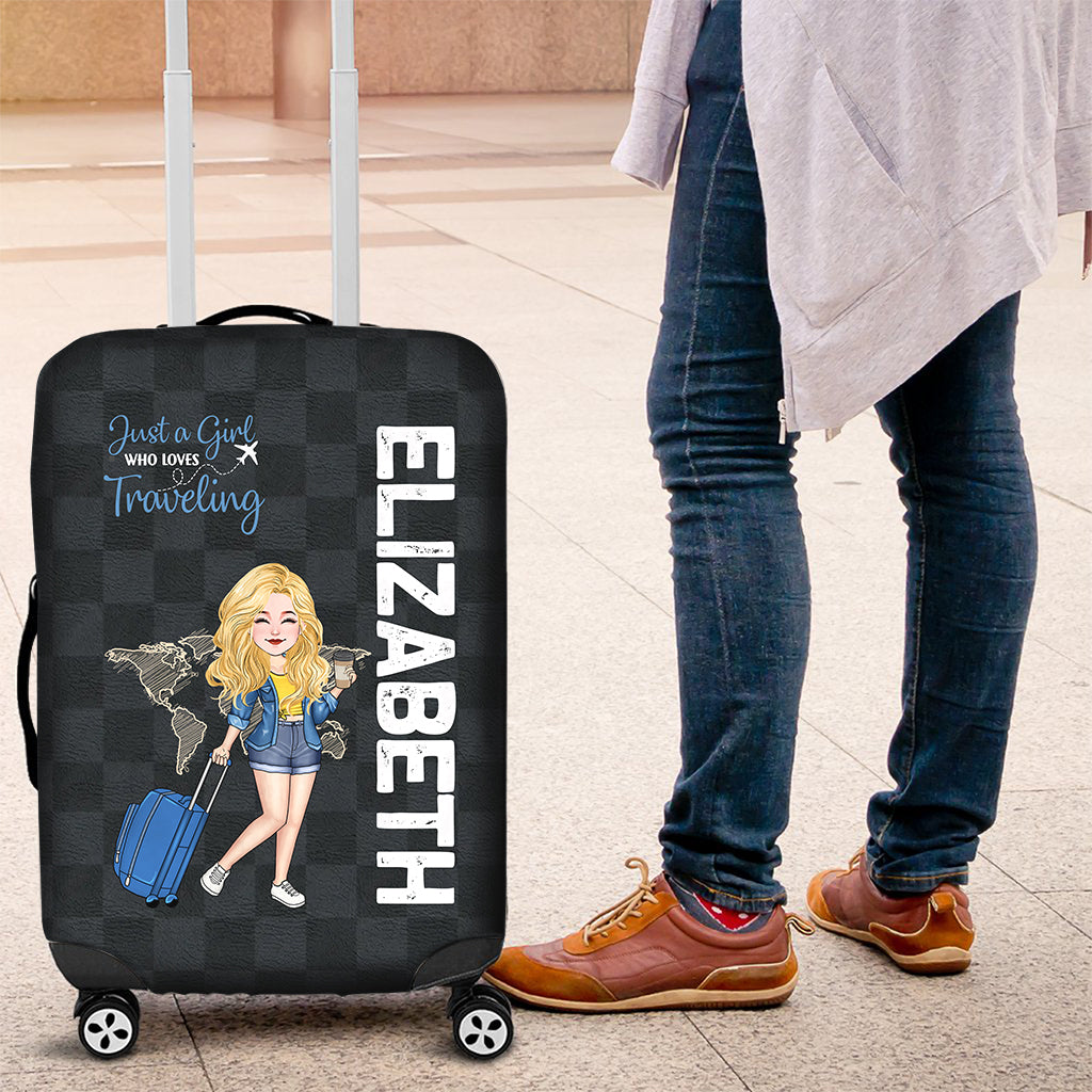 Einfach ein Mädchen, das Reisen liebt – personalisierte Reisegepäckhülle