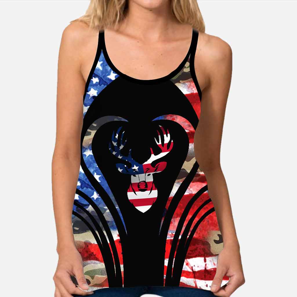 The 4th Of July Hunting - Independence Day Cross Tank Top and Leggings