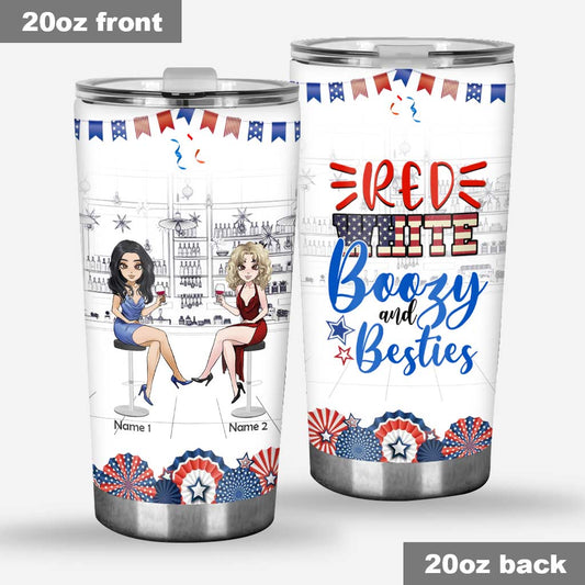 Rot, Weiß und Alkoholisch – Personalisierter Becher für die beste Freundin zum Unabhängigkeitstag