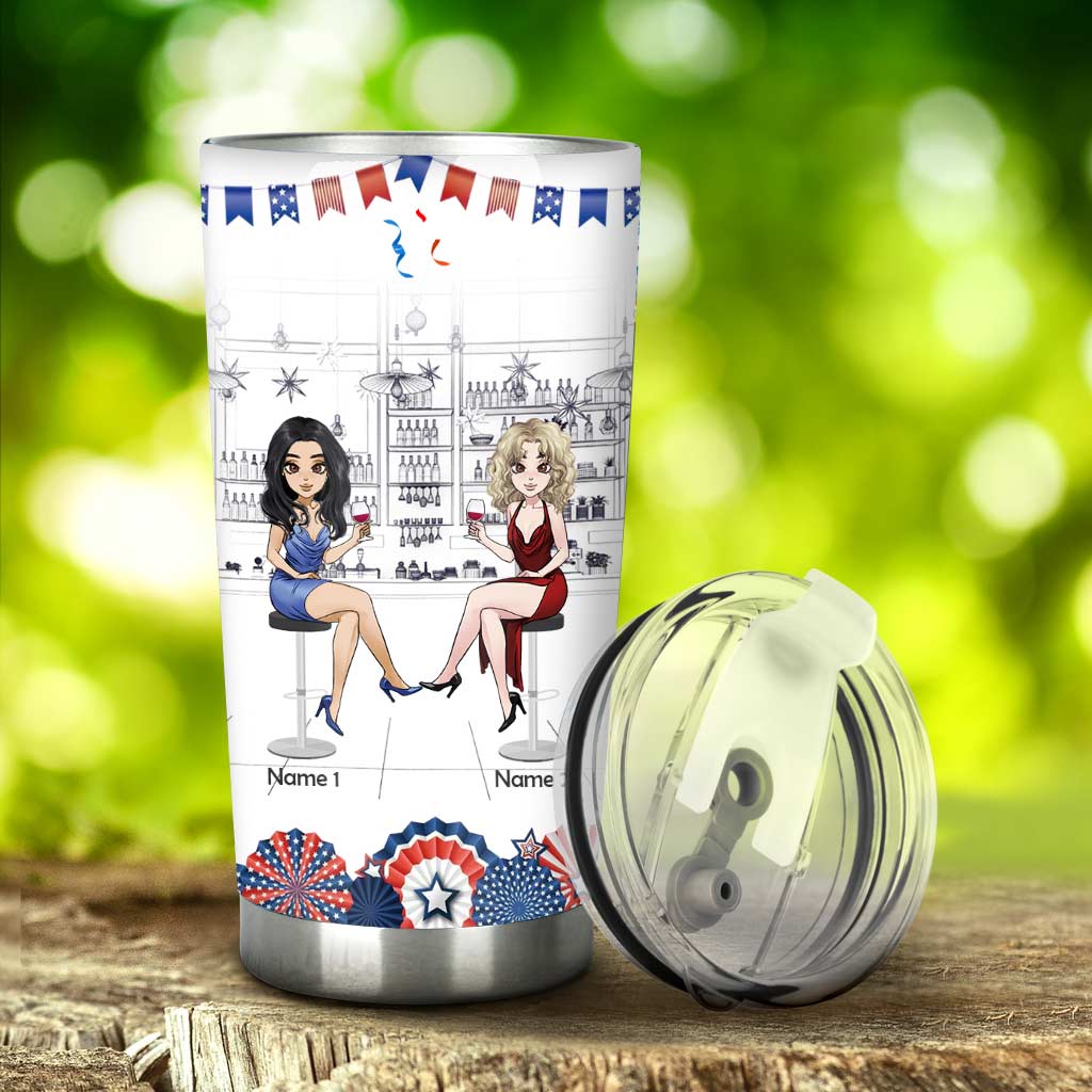 Red White And Boozy - Personalized Independence Day Bestie Tumbler