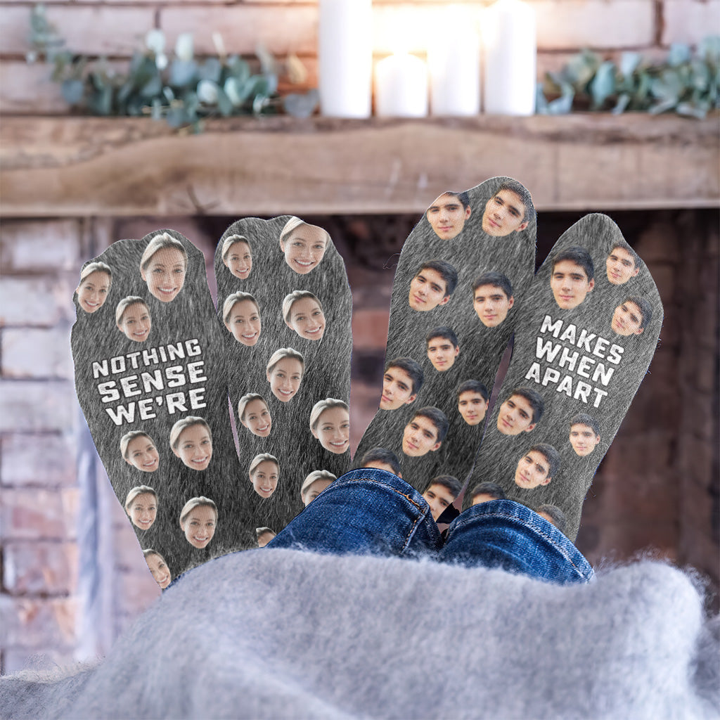 Nothing Makes Sense When We're Apart - Personalized Couple Socks