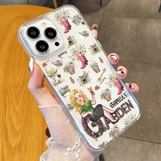 Und ab in den Garten! - Personalisierte transparente Handyhülle zum Thema Gartenarbeit