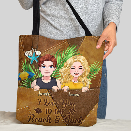 I Love You To The Beach - Personalized Couple Tote Bag