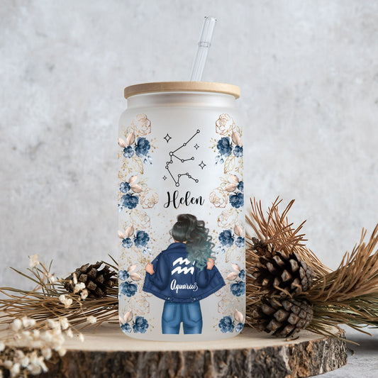 Floral Zodiac - Personalized Horoscope Can Glass