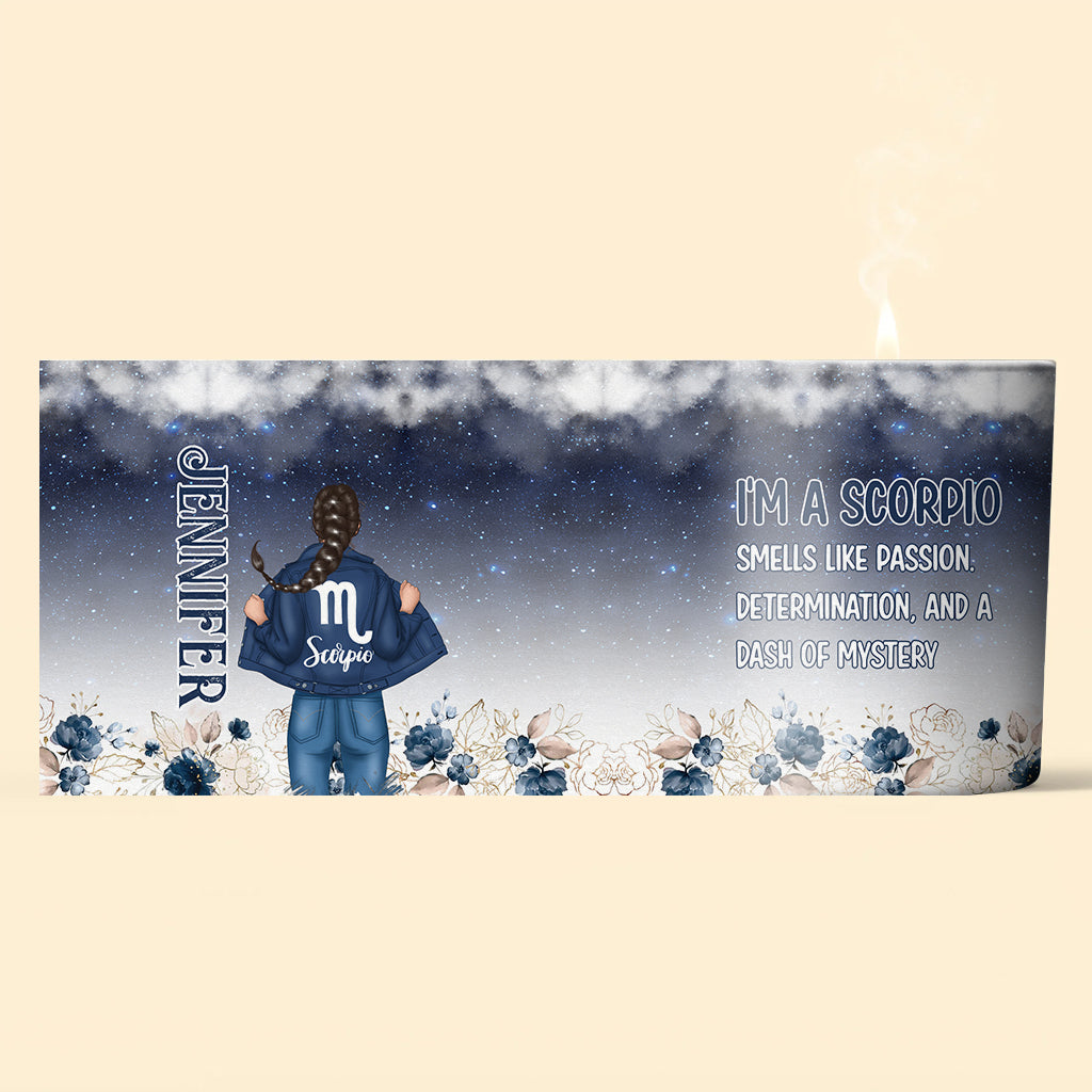 Blumen-Sternzeichen – Personalisierte Horoskopkerze mit Holzdeckel