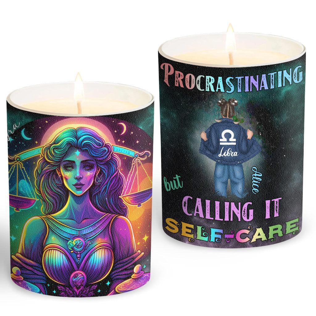 Rainbow Star Sign Galaxy - Personalized Horoscope Candle With Wooden Lid