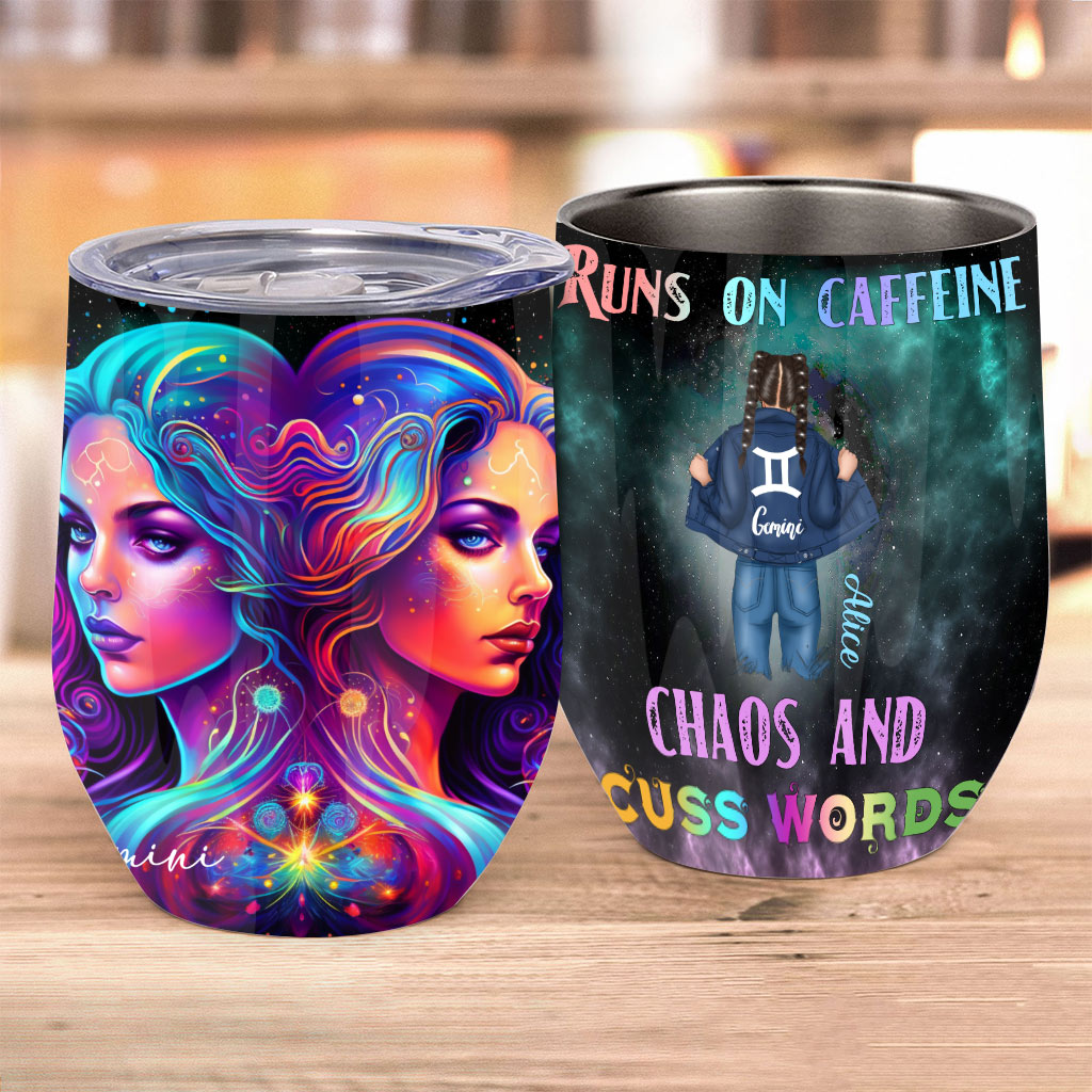 Regenbogen-Sternzeichen-Galaxie - Personalisierter Horoskop-Weinbecher