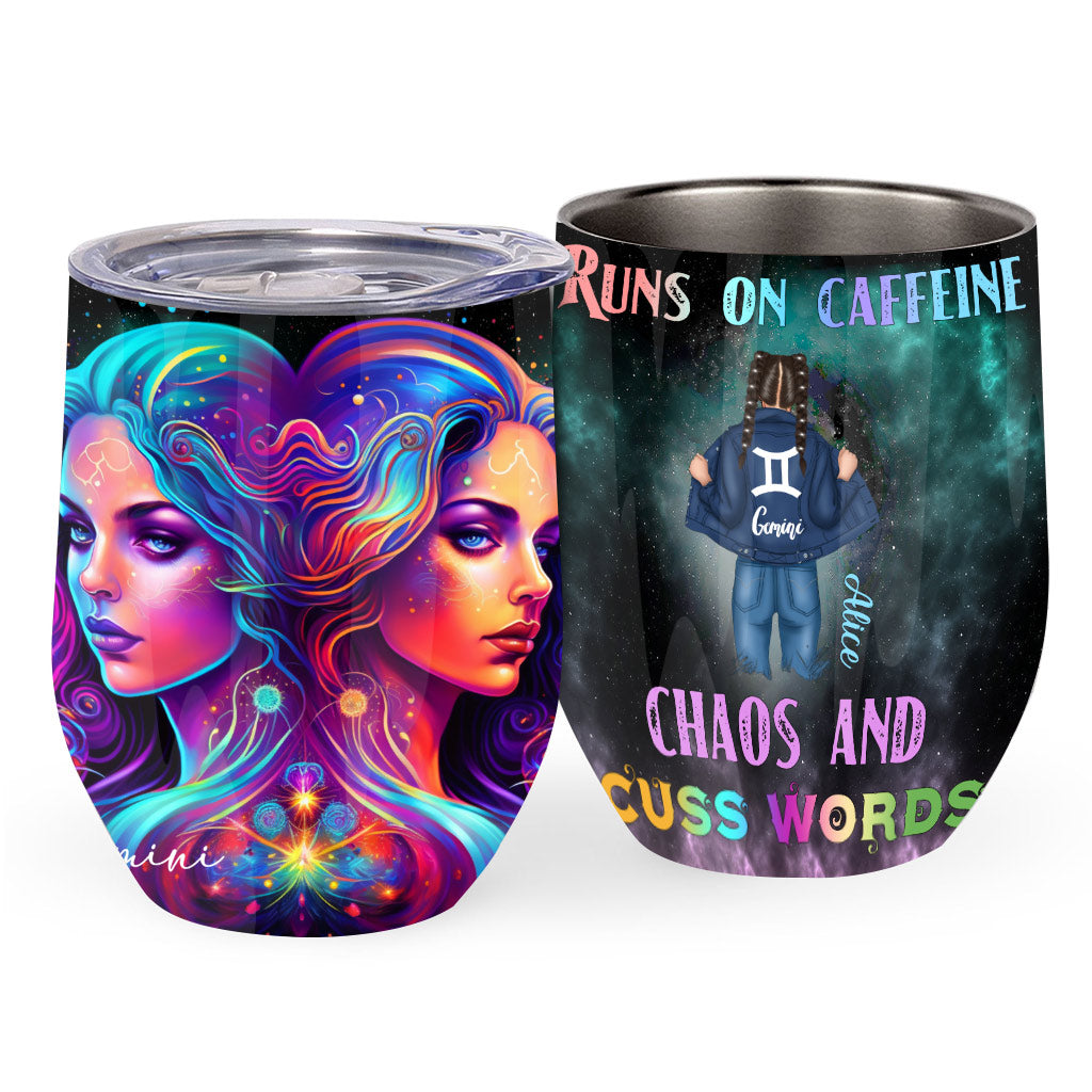 Regenbogen-Sternzeichen-Galaxie - Personalisierter Horoskop-Weinbecher