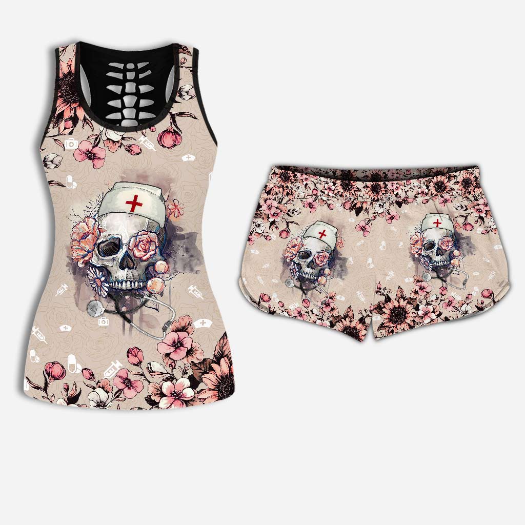 Nurse Life – Personalisiertes Tanktop und Damenshorts mit Lochmuster