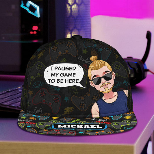 Ich habe mein Spiel pausiert, um hier zu sein – Personalisierte Videospiel-Snapback-Tasche