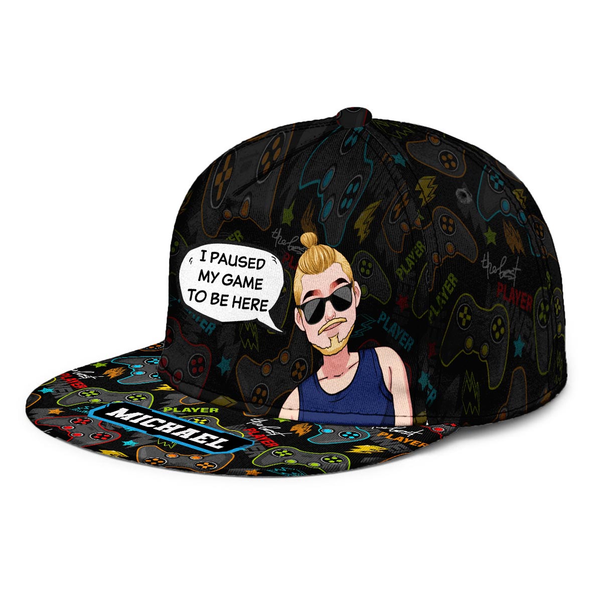 Ich habe mein Spiel pausiert, um hier zu sein – Personalisierte Videospiel-Snapback-Tasche
