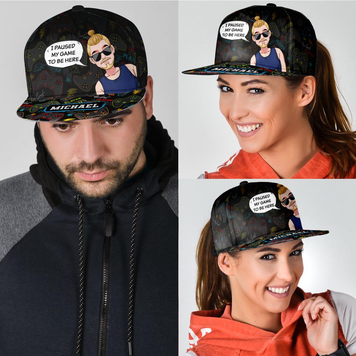 Ich habe mein Spiel pausiert, um hier zu sein – Personalisierte Videospiel-Snapback-Tasche