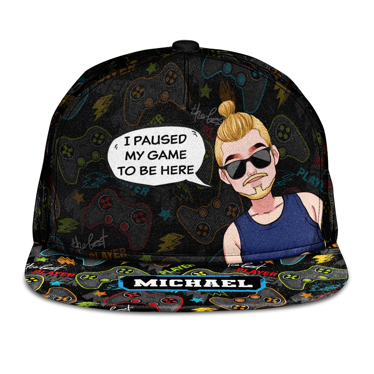 Ich habe mein Spiel pausiert, um hier zu sein – Personalisierte Videospiel-Snapback-Tasche