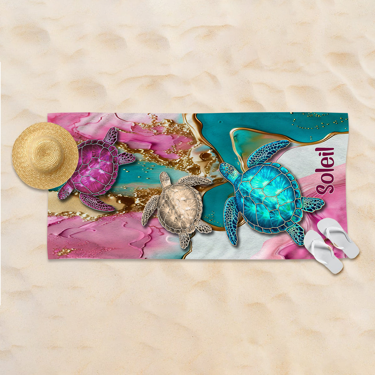 Strand bitte – Personalisiertes Strandtuch für Meeresliebhaber