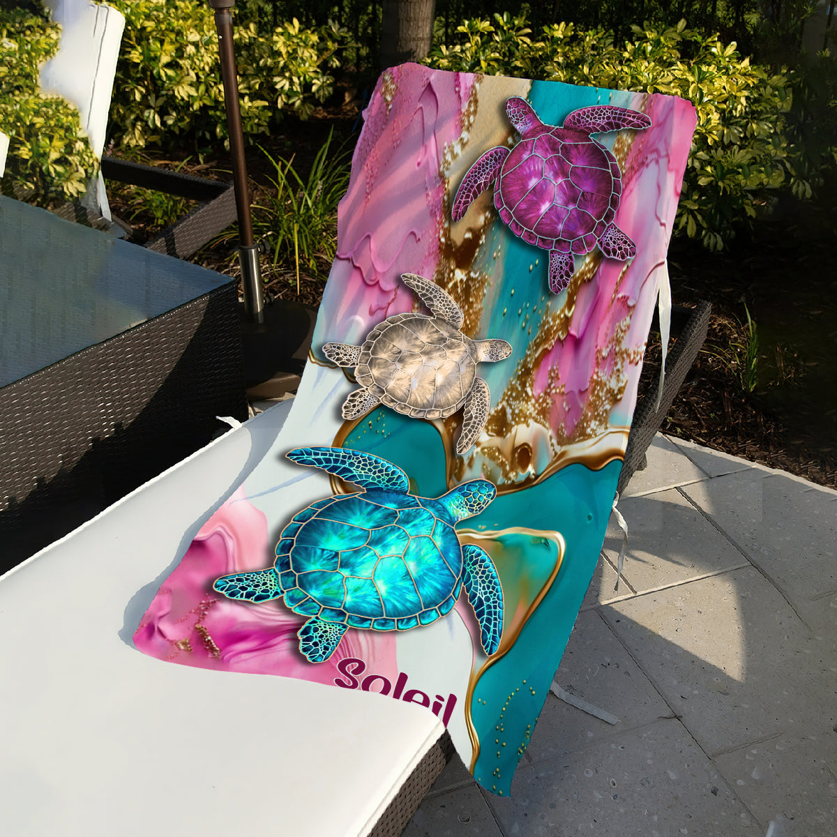 Strand bitte – Personalisiertes Strandtuch für Meeresliebhaber