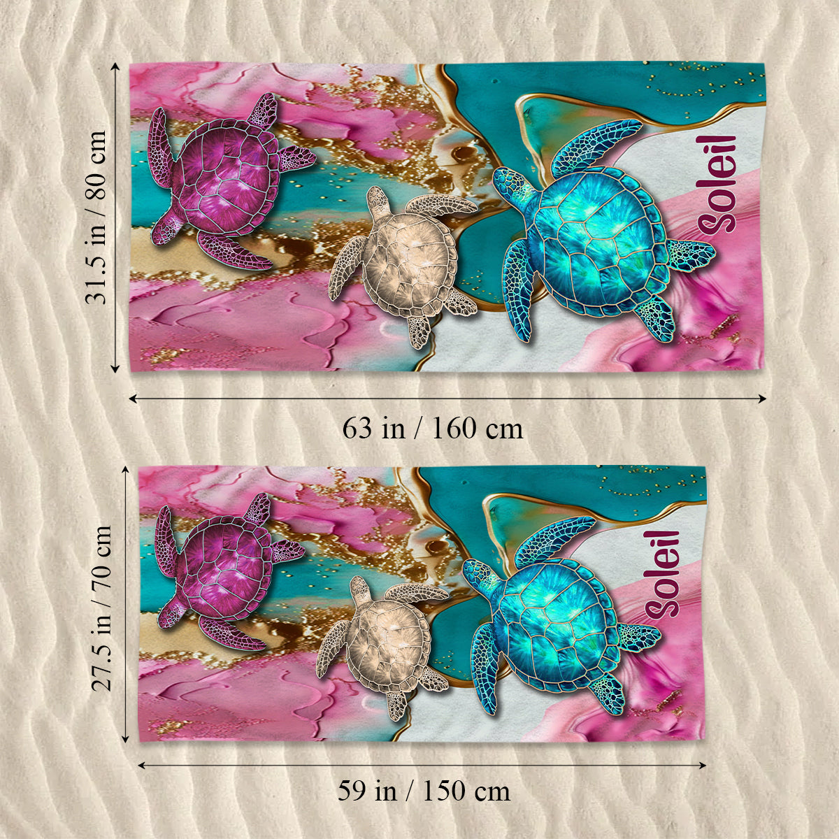 Strand bitte – Personalisiertes Strandtuch für Meeresliebhaber