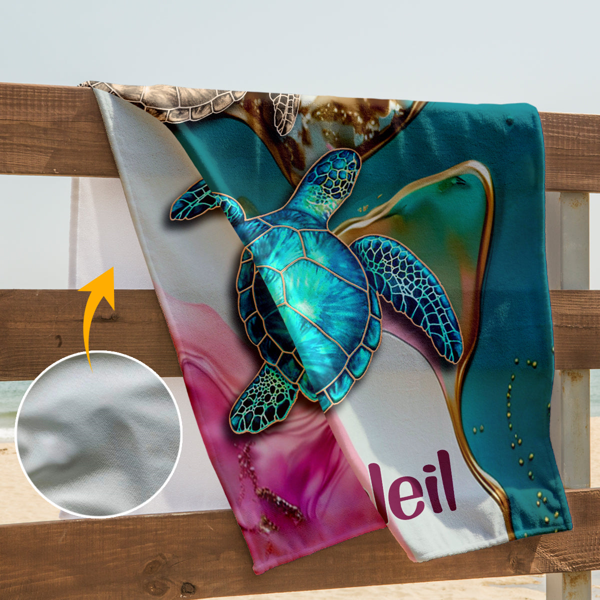 Strand bitte – Personalisiertes Strandtuch für Meeresliebhaber