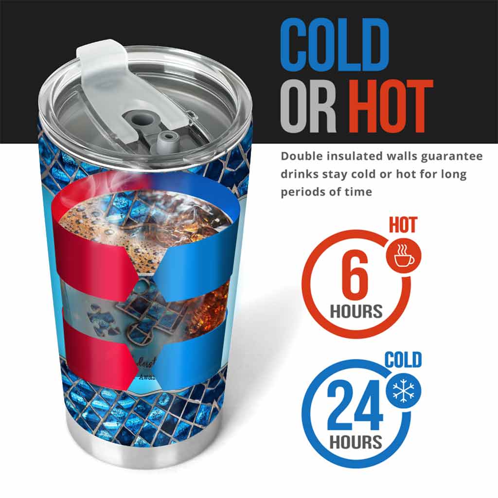 Blauer Puzzle-Becher: Akzeptieren, Verstehen, Lieben – Personalisierter Becher zur Sensibilisierung für Autismus