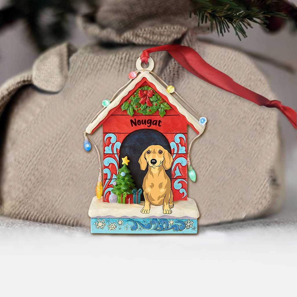 Ich liebe meinen Hund – Personalisierter transparenter Weihnachtsschmuck mit Hund