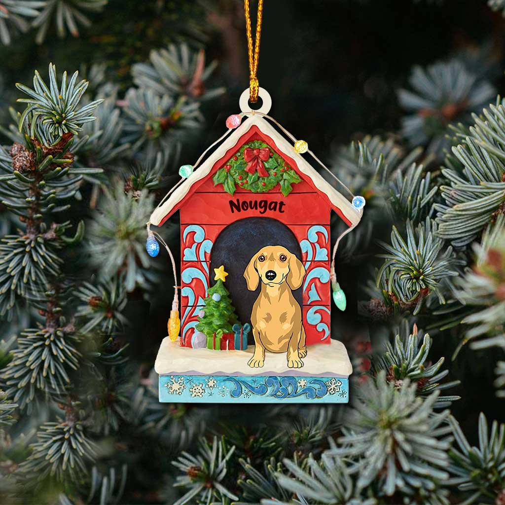 Ich liebe meinen Hund – Personalisierter transparenter Weihnachtsschmuck mit Hund