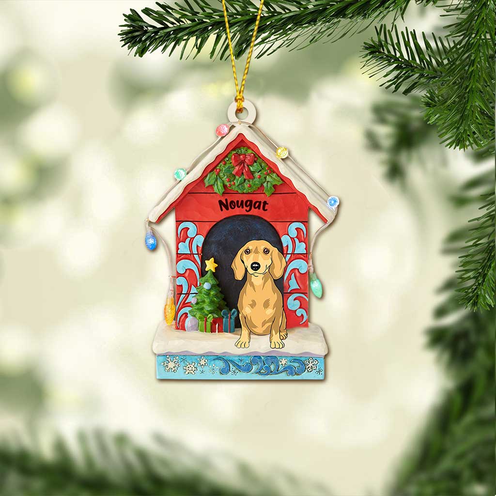 Ich liebe meinen Hund – Personalisierter transparenter Weihnachtsschmuck mit Hund