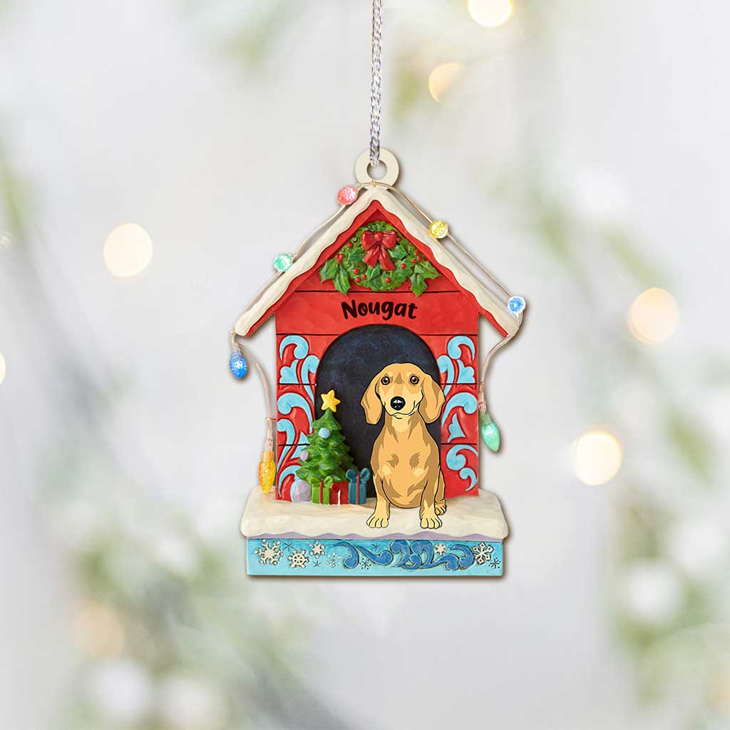 Ich liebe meinen Hund – Personalisierter transparenter Weihnachtsschmuck mit Hund
