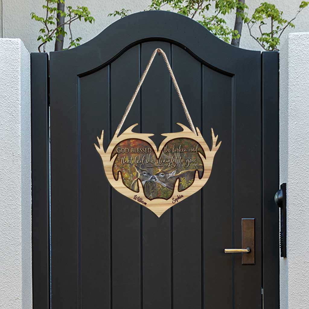 Gott segne den zerbrochenen Weg – Personalisiertes Weihnachtsschild aus Holz für die Jagd