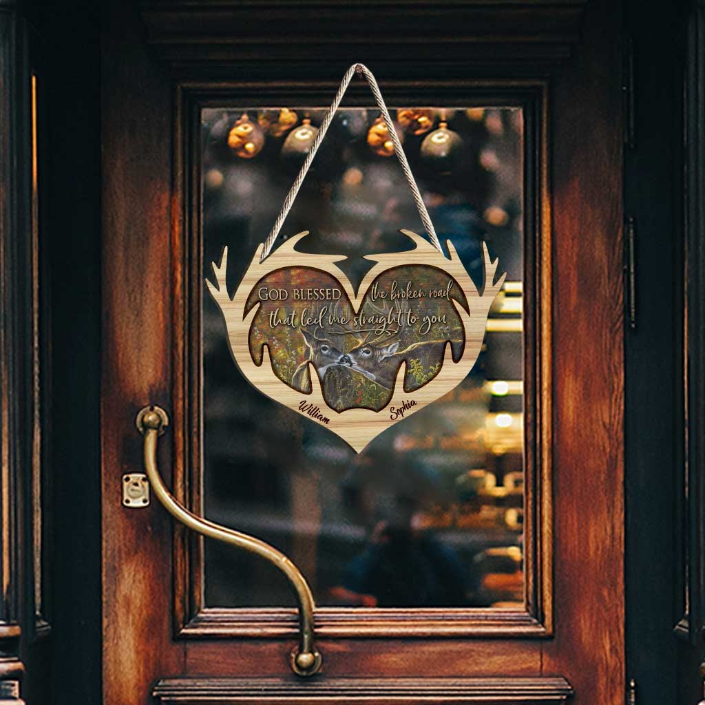 Gott segne den zerbrochenen Weg – Personalisiertes Weihnachtsschild aus Holz für die Jagd