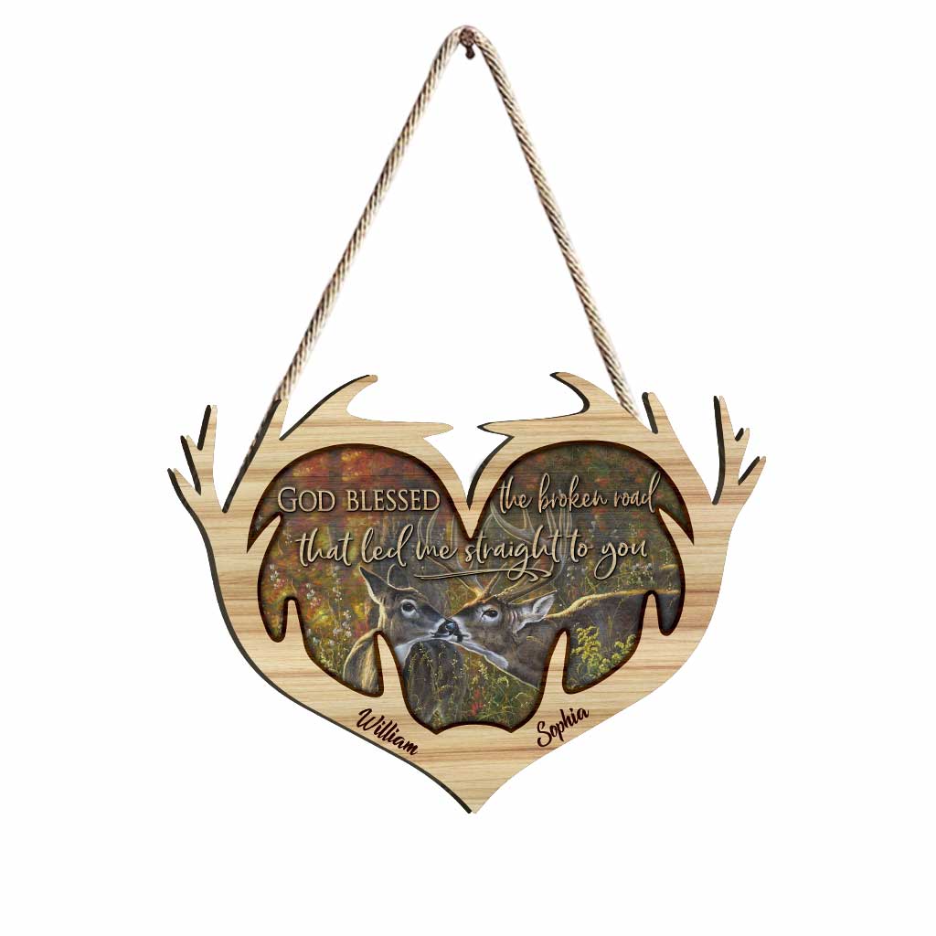 Gott segne den zerbrochenen Weg – Personalisiertes Weihnachtsschild aus Holz für die Jagd