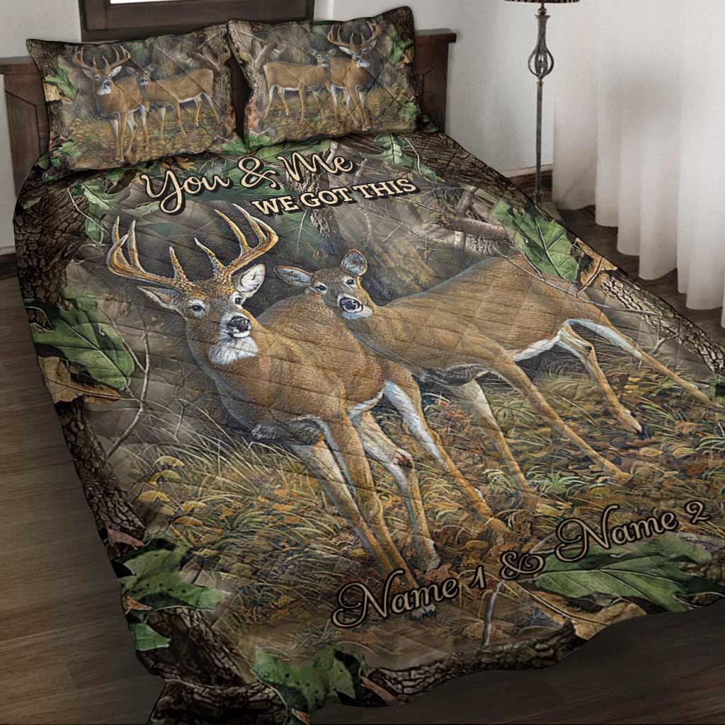 Du und ich, wir schaffen das – Personalisiertes Jagd-Quilt-Set