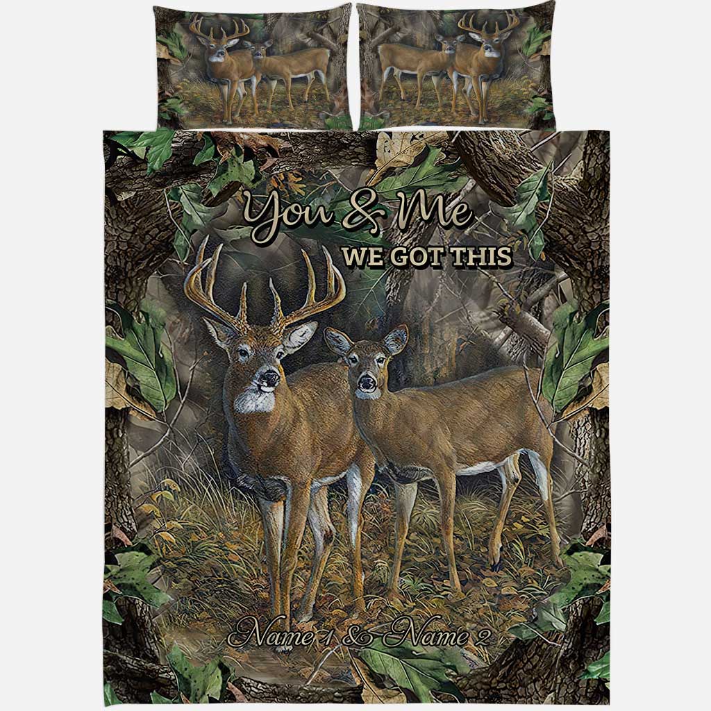Du und ich, wir schaffen das – Personalisiertes Jagd-Quilt-Set