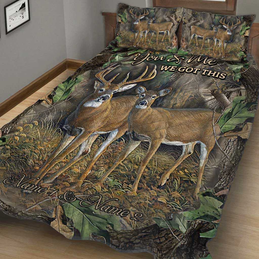 Du und ich, wir schaffen das – Personalisiertes Jagd-Quilt-Set