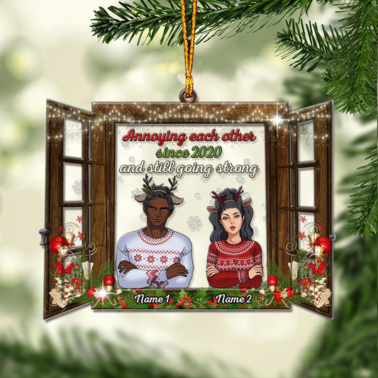Annoying Eachother - Personalized Christmas Couple Layers Mix Ornament