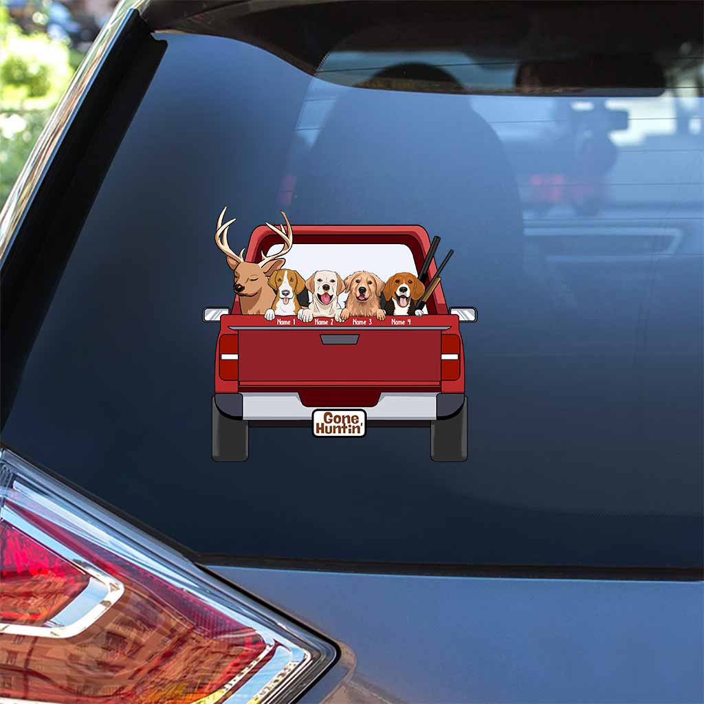 Auf der Jagd mit meinen Hunden – Personalisierter Aufkleber (Vollversion)